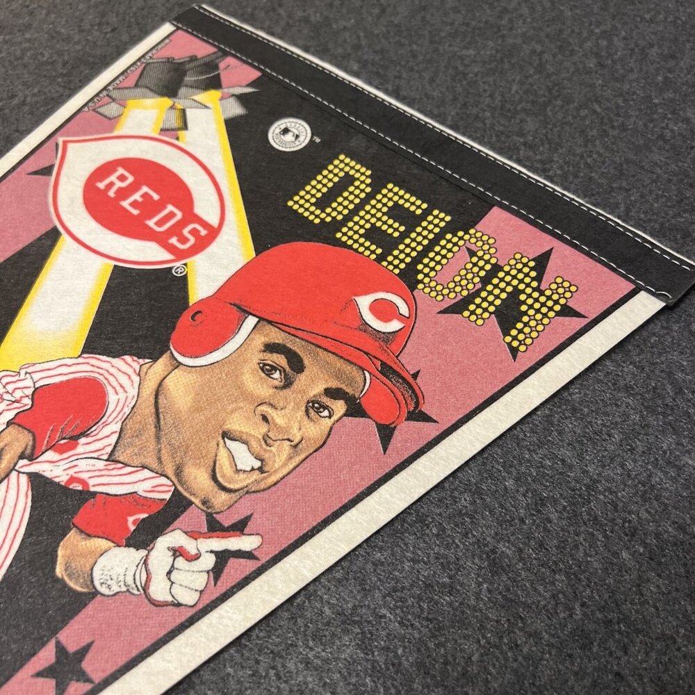 Vintage Wincraft Deion Sanders Cincinnati Reds Player Pennant #163, 30" x 12" - Picture 6 of 9